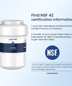 GLACIER FRESH MWF Water Filters for GE Refrigerators, NSF 42 Replacement for SmartWater MWFP, MWFA, GWF, HDX FMG-1, WFC1201, RWF1060, 197D6321P006, Kenmore 9991, 1 Pack 1 Count (Pack of 1) White 35 61gXBgDp4L