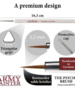 The Army Painter Psycho Brush - Detail Acrylic Paint Brushes Handmade in Europe - Rothmarder Sable Hair - Hobby Small Paint Brush for Art Watercolor Oil Painting Miniatures 1 Pack 23 61ga7O5q 0L