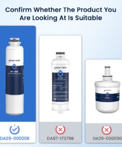 GLACIER FRESH DA29-00020B Refrigerator Water Filter Compatible with Samsung DA29-00020A/B, DA29-00020B-1, HAF-CIN/EXP, 46-9101, RF4267HARS For French Door Fridge Kitchen (3 PACK) Standard 3 Count (Pack of 1) 24 61ggpocK6oL