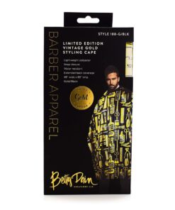Betty Dain Vintage Print Barber Cutting Cape, Stylish, Lightweight Fabric Repels Hair, Classic Color and Pattern, Water-Resistant, Snap Neck Closure, Generous 45 x 60 Inch Size, Gold - Image 6