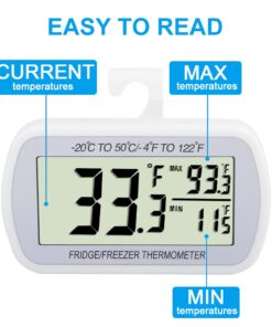 Alternative view of Waterproof Refrigerator Fridge Thermometer, Digital Freezer Room Thermometer, Max/Min Record Function Large LCD Screen and Magnetic Back for Kitchen, Home, Restaurants (1 Pack) 1