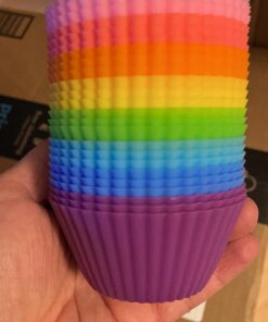 Mirenlife Silicone Cupcake Liners Reusable Silicone Baking Cups Nonstick Muffin Molds Easy Clean Silicone Muffin Liners, 24 Pieces in 8 Rainbow Colors 36 61gnZZAK52L