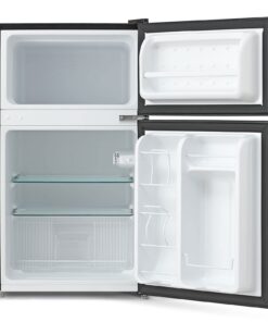 Midea WHD-113FB1 Double Door Mini Fridge with Freezer for Bedroom Office or Dorm with Adjustable Remove Glass Shelves Compact Refrigerator, 3.1 cu ft, Black 40 61goRLUCjYL
