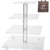 Jusalpha® Large 4 Tier Square Acrylic Cupcake Tower Stand for Dessert, Pastry, Serving Platter-Candy Bar Party Décor and Supply(with Rod Feet) (4SF-V2) 4 Tier With Rod Feet 46 61gsKqFiOIL
