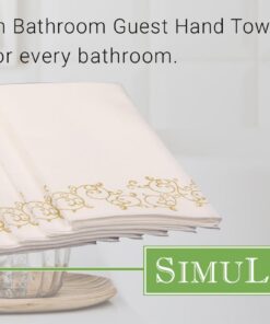Disposable Guest Bathroom Hand Towels - Gold Floral Design - Linen-Feel Disposable Paper Towels, Cloth-Like Texture, Single-Use, Perfect Size: 12x17” Unfolded & 8.5x4” Folded - Box of 100 by SimuLinen 12" x 17" 24 61gsqEdKtVL