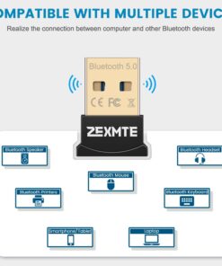 ZEXMTE USB Bluetooth Adapter 5.0 Bluetooth Dongle Bluetooth Receiver for PC Windows 10/8/7 for Desktop, Laptop, Mouse, Keyboard, Headsets, Speakers Black Gold 29 61guqOGS9uL