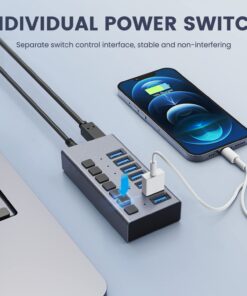 Powered USB Hub - ACASIS 7 Ports 36W USB 3.0 Data Hub - with Individual On/Off Switches and 12V/3A Power Adapter USB Hub 3.0 Splitter for Laptop, PC, Computer, Mobile HDD, Flash Drive and More 28 61gvXnCQnnL