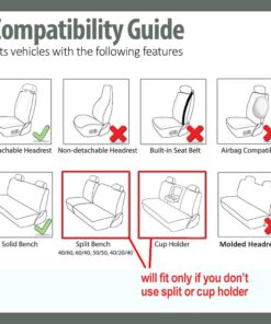 FH Group Car Seat Covers Full Set Cloth - Universal Fit Automotive Seat Covers, Low Back Front Seat Covers, Solid Back Seat Cover, Washable Car Seat Cover For SUV, Sedan And Van Black BLACK Seat Covers 51 61gzJffX49L