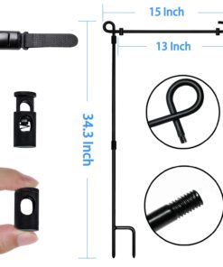 HOOSUN Garden Flag Stand, Premium Garden Flag Pole Holder Metal Powder-Coated Weather-Proof Paint with one Tiger Clip and two Spring Stoppers without flag 1 21 61gzTQqwkML