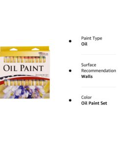 U.S. Art Supply Professional 24 Color Set of Art Oil Paint in 12ml Tubes - Rich Vivid Colors for Artists, Students, Beginners - Canvas Portrait Paintings 24 Count (Pack of 1) 21 61h NhhpVSL