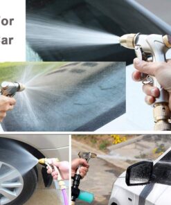 FANHAO Upgrade Garden Hose Nozzle Sprayer, 100% Heavy Duty Metal Handheld Water High Pressure in 4 Spraying Modes for Hand Watering Plants and Lawn, Car Washing, Patio Pet Front Trigger - 4 Patterns 22 61h aSpr4UL