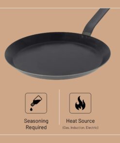 de Buyer Blue Carbon Steel Crepe & Tortilla Pan - 9.5” - Ideal for Making & Reheating Crepes, Tortillas & Pancakes - Naturally Nonstick - Made in France 9.5" 28 61h025mQN5L