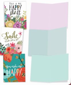 The Best Card Company - 10 Assorted Blank All Occasion Notecards Box Set 4 x 5.12 Inch w/Envelopes Inspiration Bulk Variety Pack, Men, Women (10 Designs, 1 Each) Elephant, Optimisms M6631OCB 14 61h4B34VL