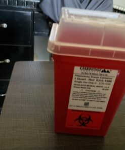 Oakridge Products Sharps Container for Home Use and Professional 1 Quart (3-Pack), Biohazard Needle and Syringe Disposal, Small Portable Container for Travel, CDC Certified 3 29 61h5FYw95yL