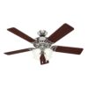 Hunter Fan Company Studio Series Indoor Ceiling Fan with LED Lights and Pull Chain Control Brushed Nickel