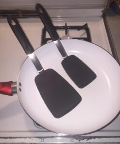 UpGood Silicone Turner Set - 2 Pack of Large and Small Kitchen Spatulas - High Heat Resistant Nonstick Utensils with Tapered Edges - Flexible Stainless Steel, BPA Free Professional Grade Cookware Turner 2 Pack Black 20 61hBHJmUZQL