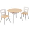 KidKraft Wooden Round Table & 2 Chair Set with Center Mesh Storage - Natural & White, Gift for Ages 3-6 14 61hCgX8rCML