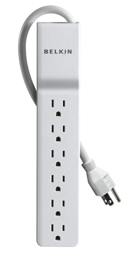 Belkin 6-Outlet Home and Office Power Strip Surge Protector, 4ft Cord White 4'