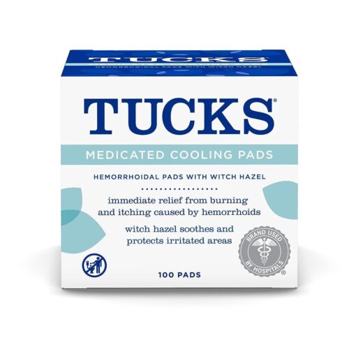 TUCKS Medicated Cooling Pads, 100 Count – Pads with Witch Hazel, Cleanses Sensitive Areas, Protects from Irritation, Hemorrhoid Treatment, Medicated Pads Used By Hospitals 100 Count (Pack of 1) Cooling Pads Only