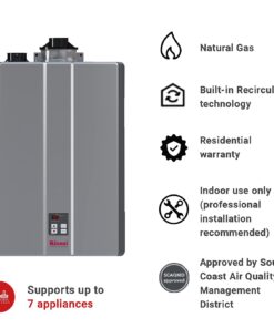 Rinnai RU199iN Condensing Tankless Hot Water Heater, 11 GPM, Natural Gas, Indoor Installation 19 61hHVFTskBL