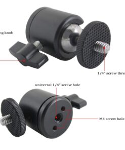 EXMAX 360 Degree Aluminum Alloy Body Rotating Swivel Mini Tripod Ball Head with 1/4" Screw Thread Base Mount for Lighter DSLR Camera Camcorder LED Light Bracket Hiking HTC Vive (Black) Black 20 61hJWQ8JujL