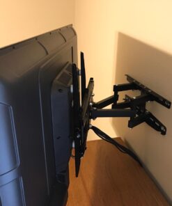 Mount-It! Articulating TV Wall Mount Corner Bracket, VESA 400 x 400 Compatible, Stable Dual Arm Full Motion, Swivel, Tilt Fits 32, 37, 40, 42, 47, 50 Inch TVs, 115 Lbs Capacity with HDMI Cable Black 53 61hLMZsH0mL