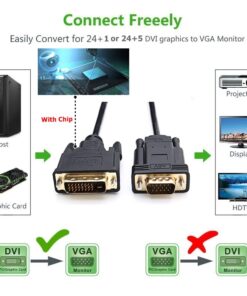 CableDeconn Active DVI to VGA, 6FT DVI 24+1 DVI-D M to VGA Male with Chip Active Adapter Converter Cable for PC DVD Monitor HDTV 11 61hLOaJZSJL