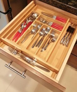 Bellemain Expandable Bamboo Drawer Organizer - Large Kitchen Utensil Holder for Cutlery, Silverware, Flatware Storage - Utensil Organizer for Kitchen Drawers, Desk, Junk Drawer Organizer Tray, 8-Slot 45 61hQlbtQMuL