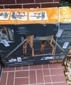 Bora Portamate - PM-8000 Miter Saw Stand Work Station | Mobile Rolling Table Top Workbench | Orange & Grey with Folding Wing Extensions Orange/Black 81 61hTHrFpSAL 1