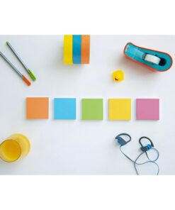 Post-it Super Sticky Notes, 3x3 in, 24 Pads, 2x the Sticking Power,Energy Boost Collection, Bright Colors (Orange, Pink, Blue, Green), Recyclable 43 61hVdbQ9GL