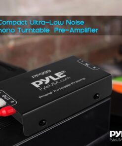 Pyle Phono Turntable Preamp - Mini Electronic Audio Stereo Phonograph Preamplifier with RCA Input, RCA Output & Low Noise Operation Powered by 12 Volt DC Adapter - PP999 , Black Single 24 61hW1DXqTvL 1