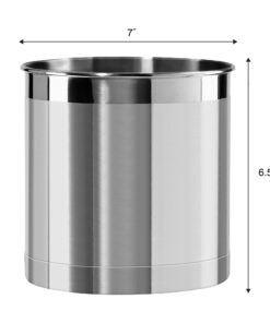 Oggi Stainless Steel Jumbo Utensil Holder - 7" Utensil Caddy, Weighted Base for Stability - Extra Large Utensil Crock and Countertop Utensil Organizer, Stainless Steel Stainless Steel - 7" 33 61hWTBMJJSS