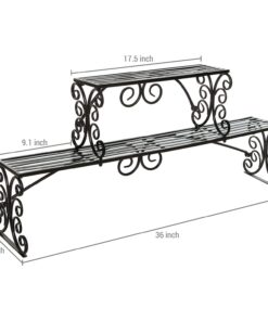 MyGift Black Metal Over The Sink Shelf with Scrollwork Design, 2 Tier Display Stand Organizer for Kitchen Accessories 22 61hXDIEZdLL