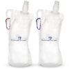 Survivor Filter Clear Collapsible Water Bottle Canteens - Travel Water Bottle - Includes Carabiners - Use With our Straw Filter or as Foldable Water Bottles - BPA Free - White - 2 x 32oz / 1 Liter 1L 28 61hXqFIhOQL