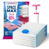 SPACE MAX Premium Space Saver Vacuum Storage Bags - Space Saver Bags Jumbo 6 Pack - Save 80% More Storage Space - Reusable, Double Zip Seal & Leak Valve, Includes Travel Hand Pump 31 61haoOnC9xL 1
