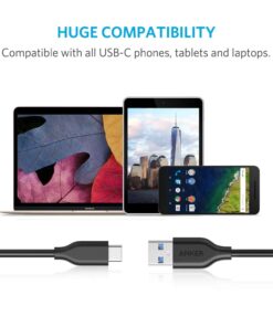 Anker USB C Cable, PowerLine USB 3.0 to USB C Charger Cable (3ft) with 56k Ohm Pull-up Resistor for Samsung Galaxy Note 8, S8, S8+, S9, Oculus Quest, Sony XZ, LG V20 G5 G6, HTC 10 (Black) 3ft Black 1 25 61he1rfrmUL