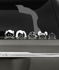 Peeping Family Car Decal 2" (H) X 12" (W) White