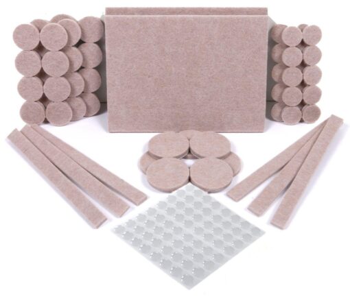 Furniture Pads 124 Pack - Chair Leg Floor Protectors, 60 Felt Furniture Pads & 64 Clear Bumper Pads. Felt Pads with Strong Adhesion, 5mm Thick Furniture Felt Pads for Increased Durability