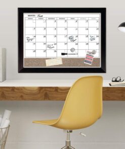 Quartet Whiteboard Calendar & Corkboard, Magnetic, White Board & Cork Bulletin Board Combo, 17" x 23", Wood Finish Frame (22476) 1 Board 29 61hnZgJwKuL