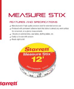 Starrett Tape Measure Stix with Adhesive Backing - Mount to Work Bench, Saw Table, Drafting Table - 1/2" x 12', English Metric, Right-Left Reading - SM412WMERL 1/2 x 4m/12' English/Metric (Right-to-Left) 8 61hoKl5lehL