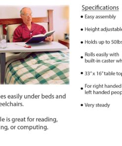 Carex Overbed Table and Hospital Bed Table - Table With Wheels - Over The Bed Table For Home Use and Hospital, Bedside Table With Wheels, Over Bed Desk, Over Bed Table With Wheels 32 61hp MUVJwL