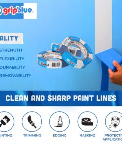 Alternative view of GripBlue Blue Painters Tape 1 inch Wide, Masking Tape Blue .94in x 60yds, 36 Rolls of Blue Paint Tape, 1 Inch Painters Tape for Sharp Lines, Blue Tape is Surface-Safe & Residue-Free 1 in/.94 (Case 36)