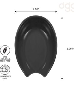 OGGI Spooner Ceramic Spoon Rest- Spoon Rest for Stove Top, Spoon Holder for Countertop, Kitchen Decor for Counter, Coffee Bar Accessories, Black 24 61hsDosr0OL