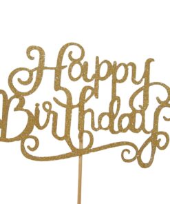 10 Gold Glittery Happy Birthday Cake Toppers. Sparkling Gold Glittery Birthday Cupcake Picks. Cake Smash Birthday Party Decorations, Candle Alternative Set Of 10. By Premium Disposables. 22 61htzBPiZlL