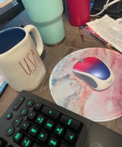 ITNRSIIET Marble Round Mouse Pad, Pink Marble Customized Premium-Textured Mouse Mat,Washable Mousepads with Lycra Cloth, Non-Slip Rubber Base Small Mousepad, 7.87×7.87×0.12 inches (Pink Marble) 40 61hvJatQ2qL