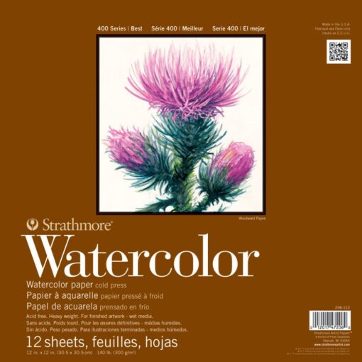 Strathmore Watercolor Paper Pad 12"X12"-12 Sheets -298112 12x12 Tape Binding