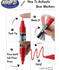 MMFB Arts & Crafts Chalk Markers - Liquid Chalk Paint Pens for Businesses, Restaurants, School, Blackboard, Window, Erasable, Non-Toxic, Water-Based, Reversible Tips Markers (2 pack Bright 3mm) 2 Bright 3mm 23 61hz23K9AcL