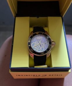 Invicta Women's 0489 Angel Collection Cubic Zirconia-Accented Watch With Black Silicone Band 37 61hz6U9B4GL