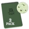 Rite In The Rain Weatherproof Top Spiral Notebook, 4" x 6", Green Cover, Universal Pattern, 3 Pack (No. 946-3)