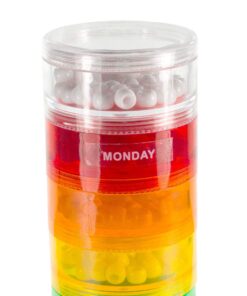 GMS 7 Stack-able Pill Organizers with 2 Lids and 7 Day Adhesive Labels for Organizing Vitamins, Supplements, and Medications (Medium Rainbow, 7 3/4 Inches in Height 2 Inches in Diameter) Medium (Pack of 1) 13 61i0ncPFaL